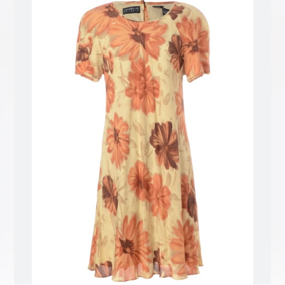 Liz Claiborne Floral Dress - Cream and Brown